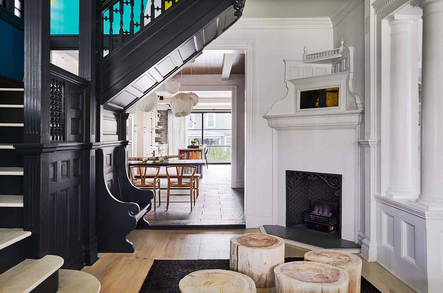 victorian-home-entry-with-a-fireplace