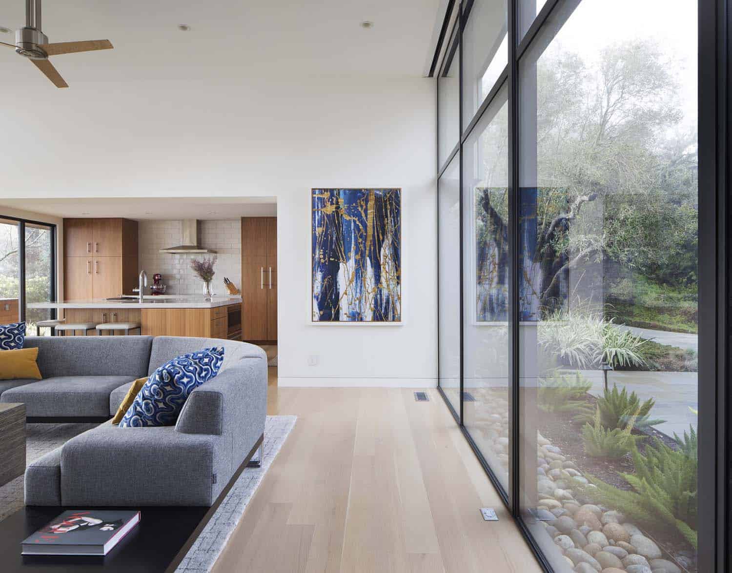 modern family room and kitchen zone