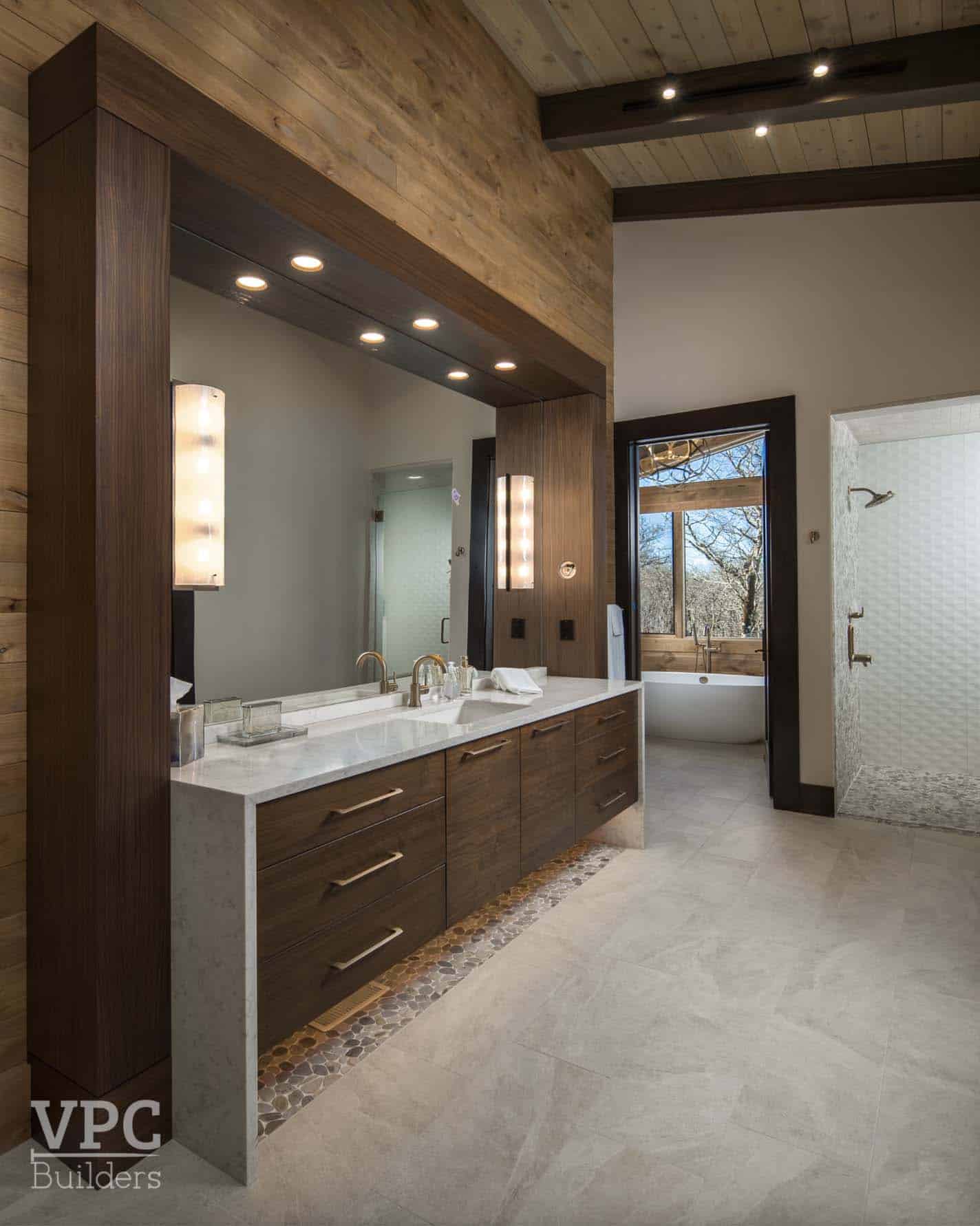 contemporary bathroom with a vanity