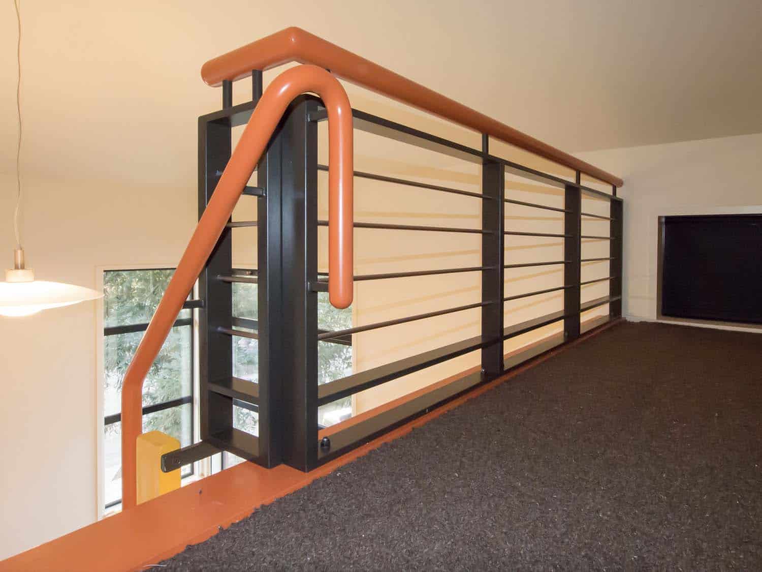 detail of guard rail and handrails from ladder coming up into kid's loft in bedroom