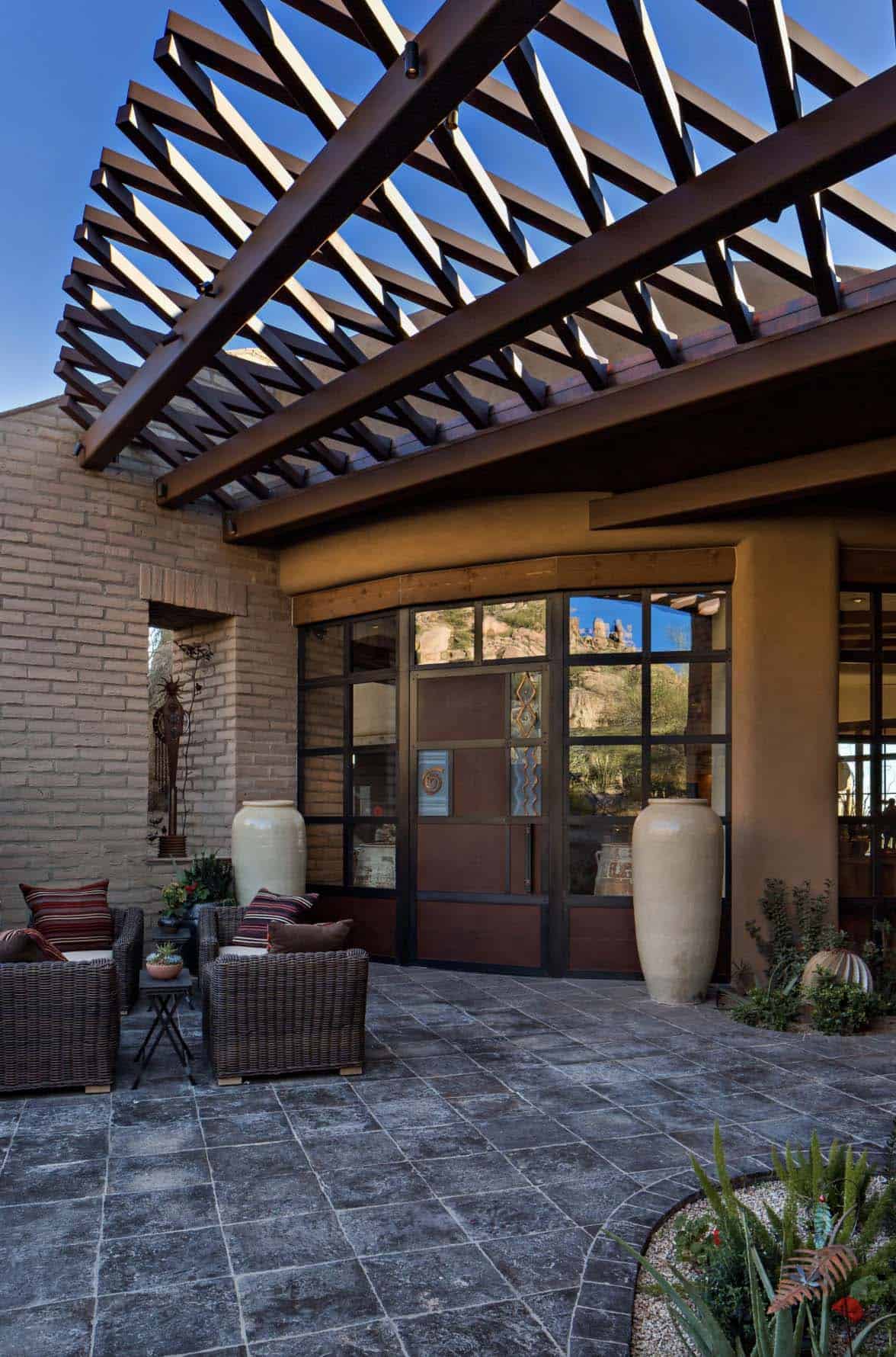 southwestern style backyard patio