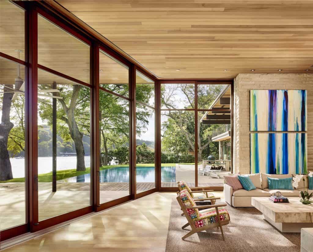 Inside this modern lakefront home with breathtaking views over Lake Austin