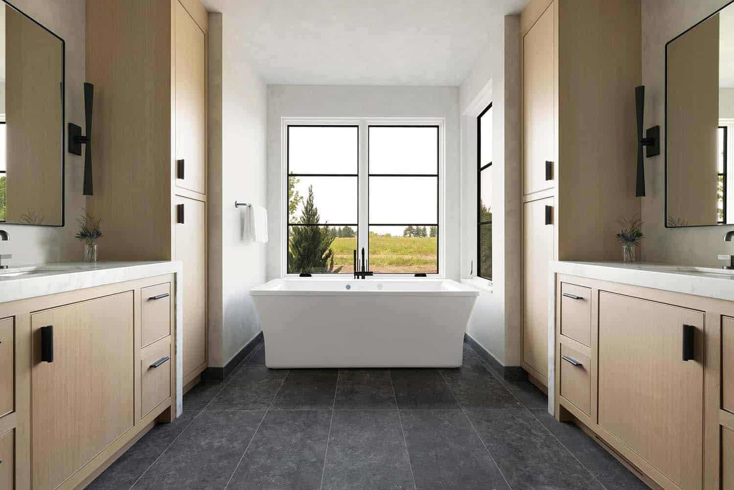 modern bathroom with a freestanding tub