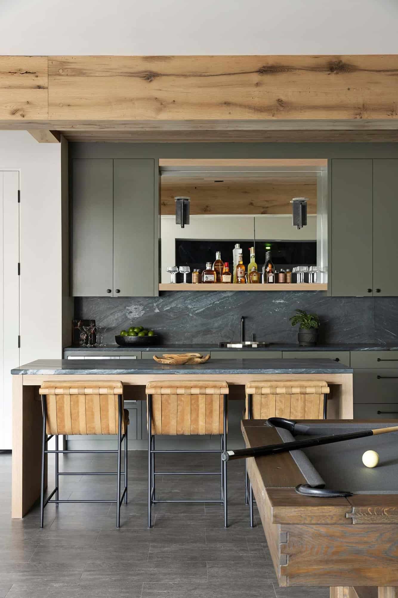modern home bar on the lower level