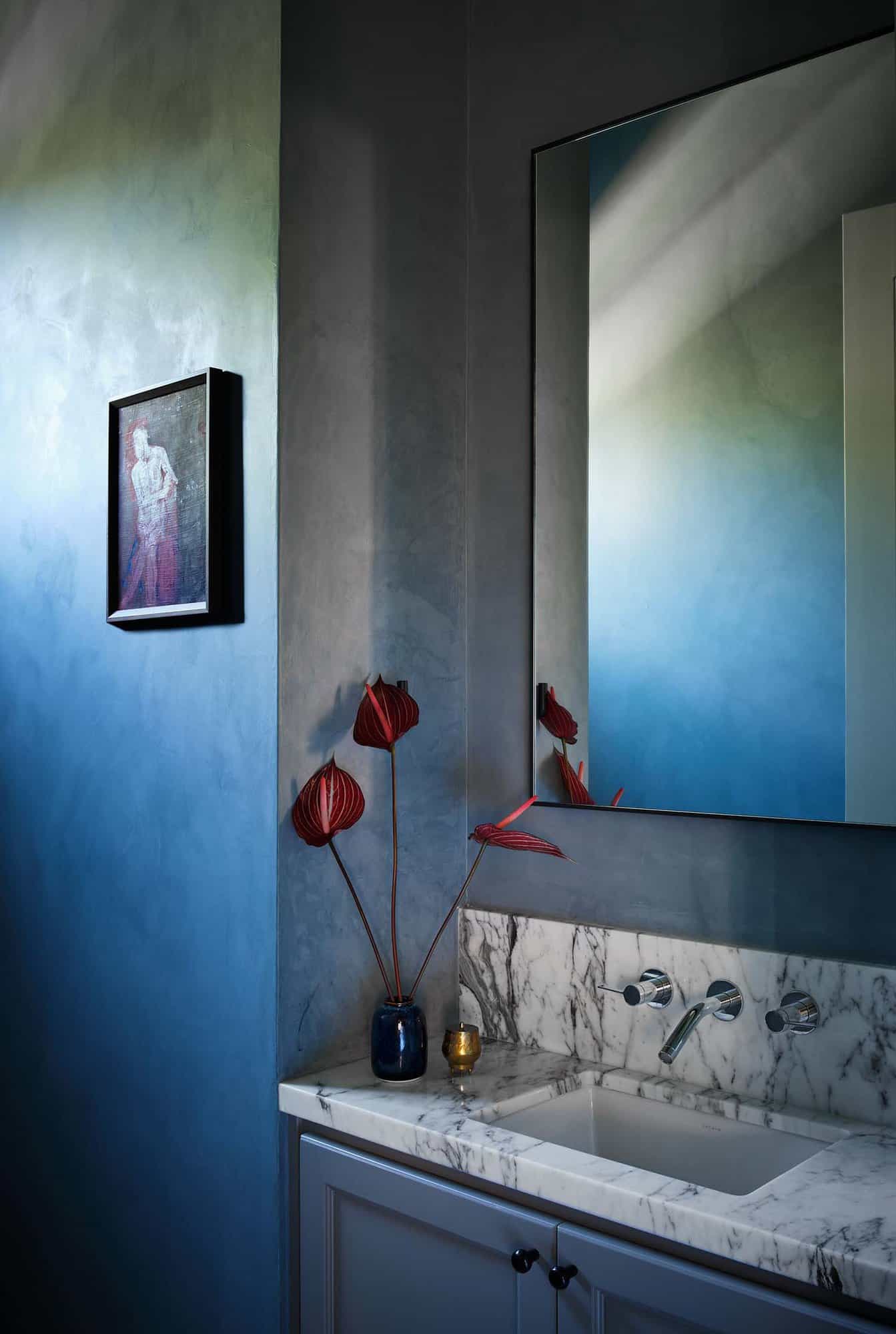 modern traditional powder room