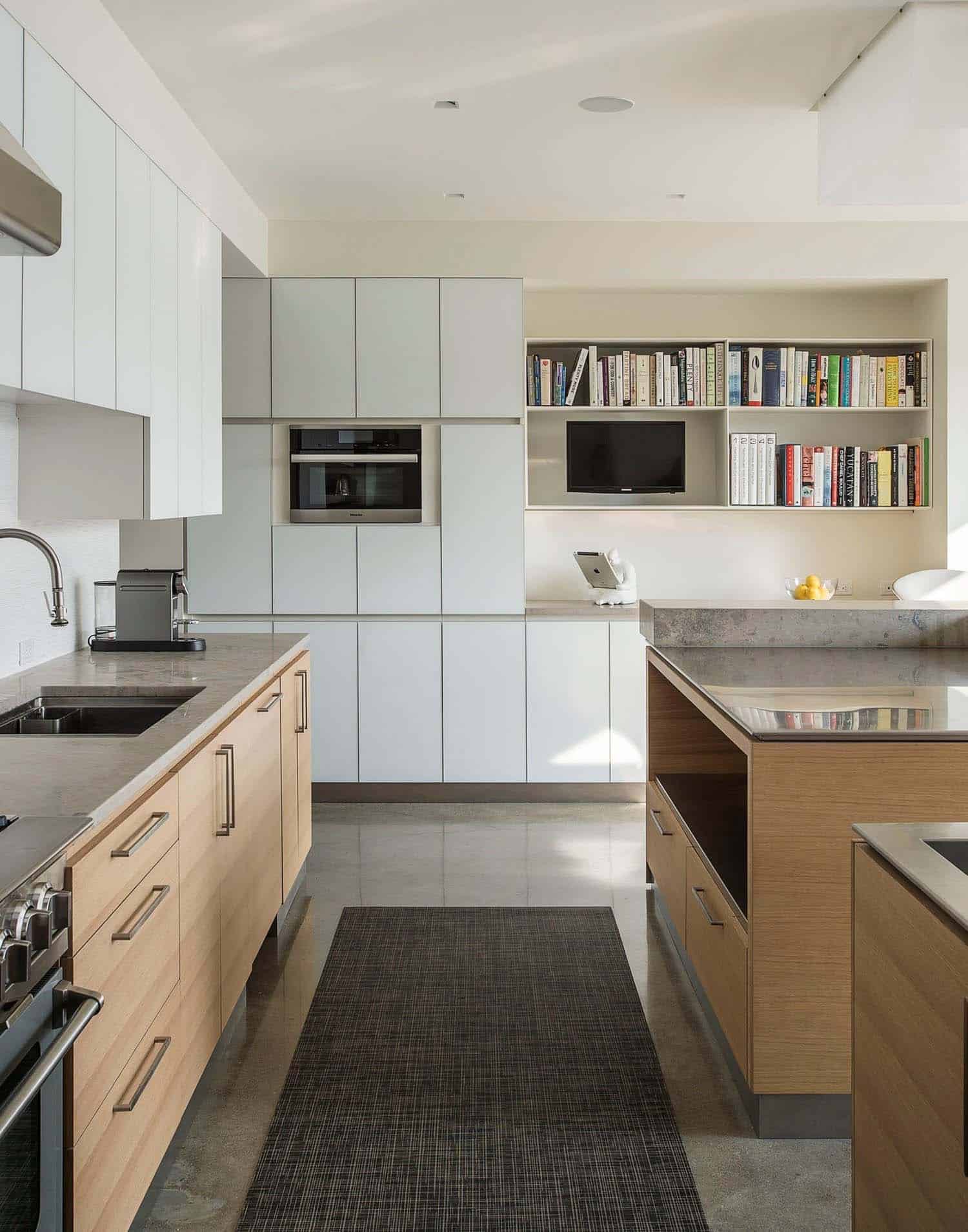 modern kitchen with dual islands