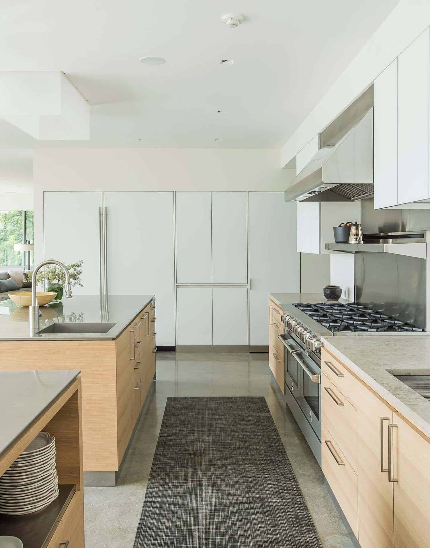 modern kitchen with dual islands