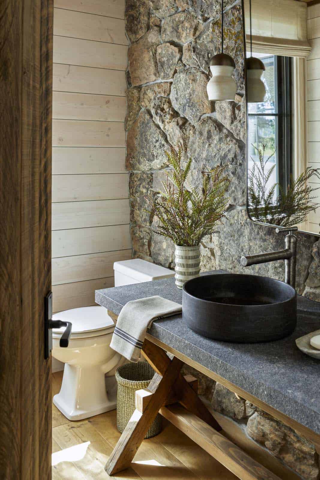 modern rustic powder room
