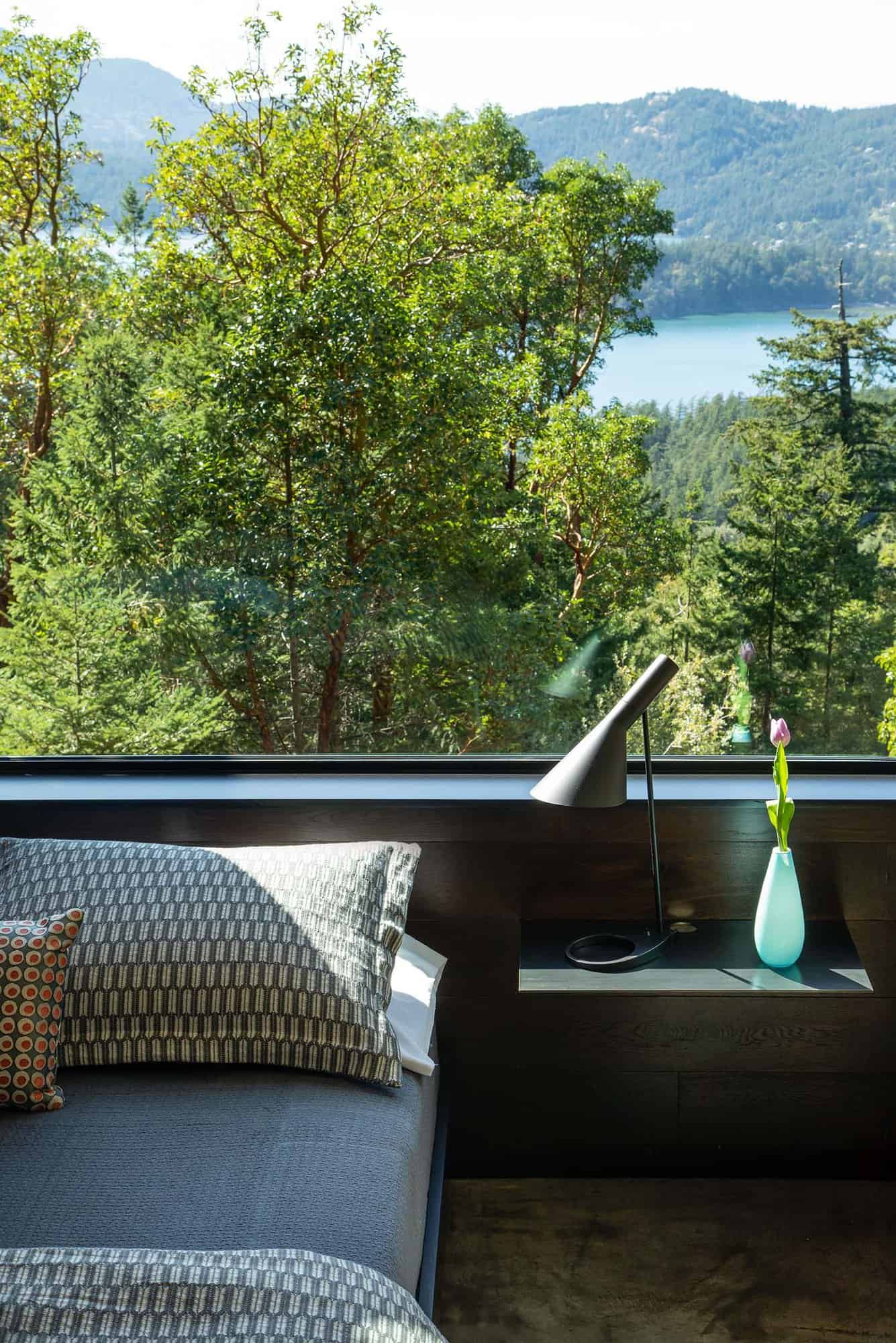 contemporary bedroom with a view