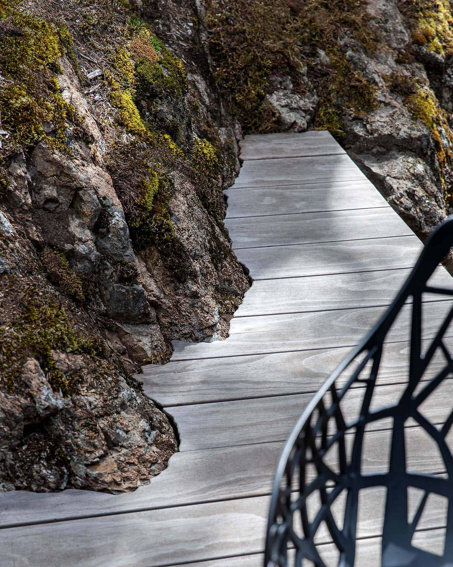 contemporary mountain cabin patio detail