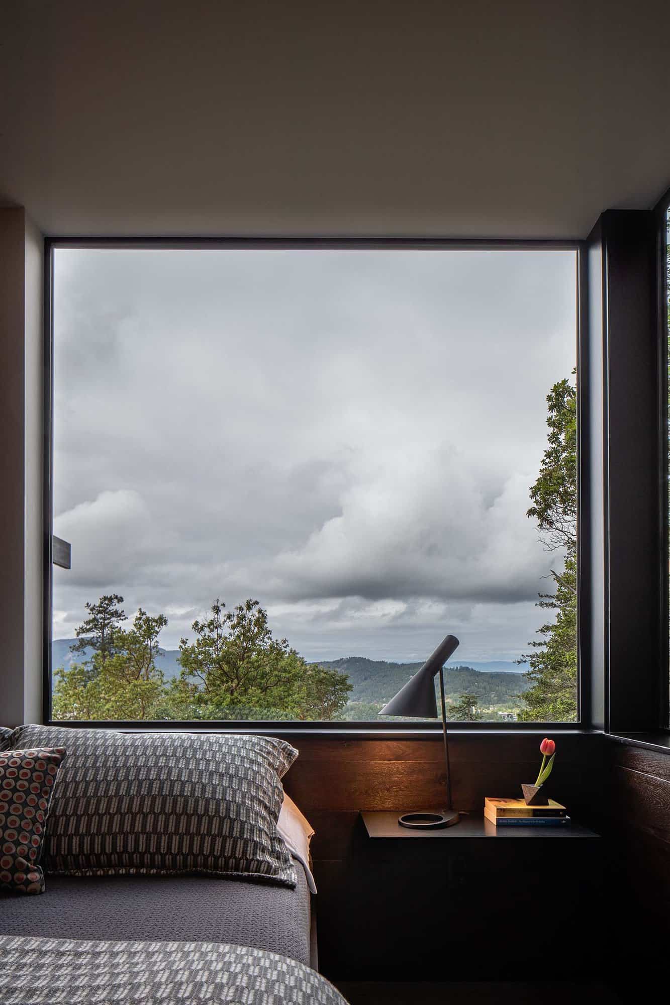 contemporary bedroom with a view