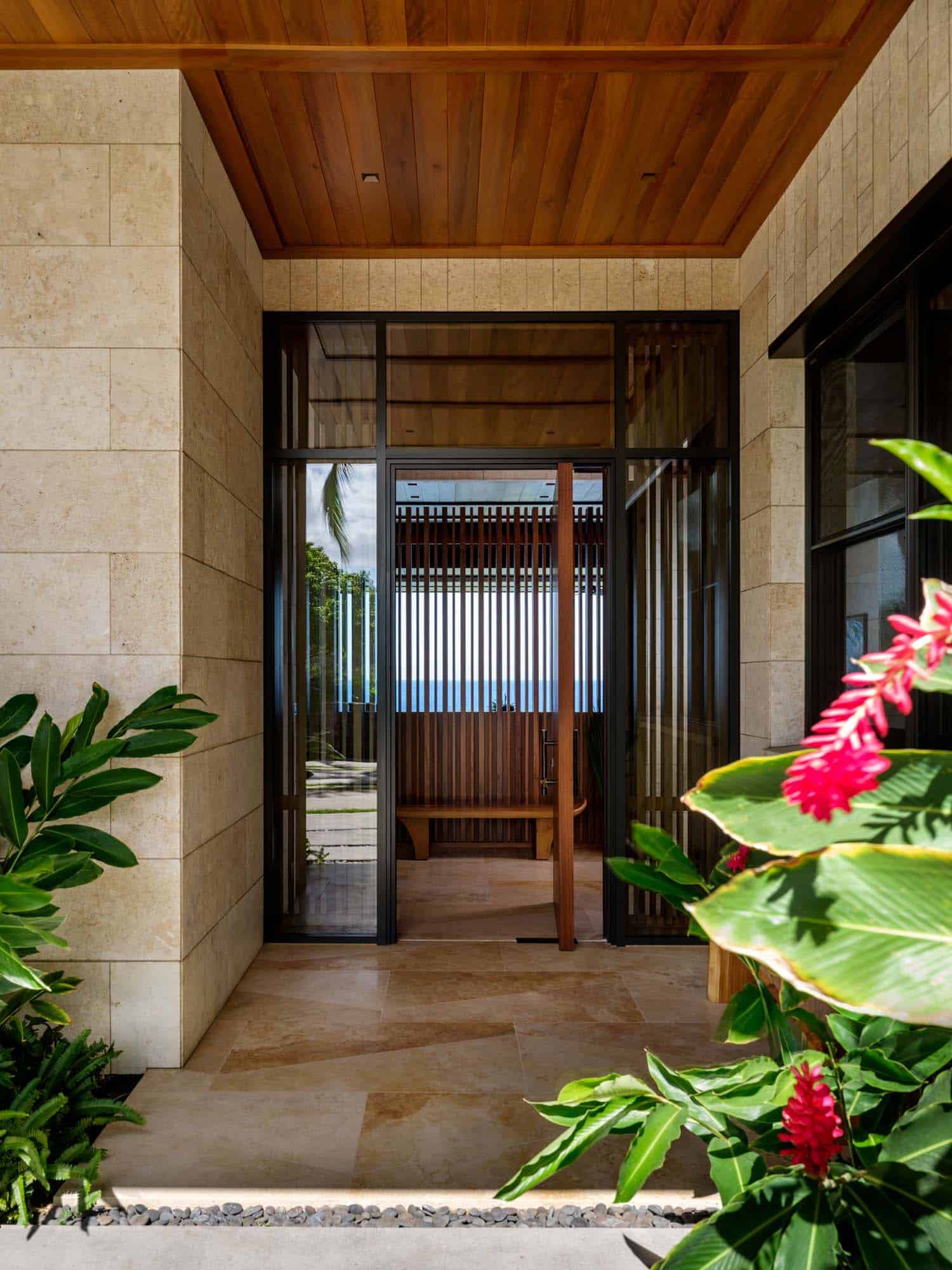 contemporary beach house entry