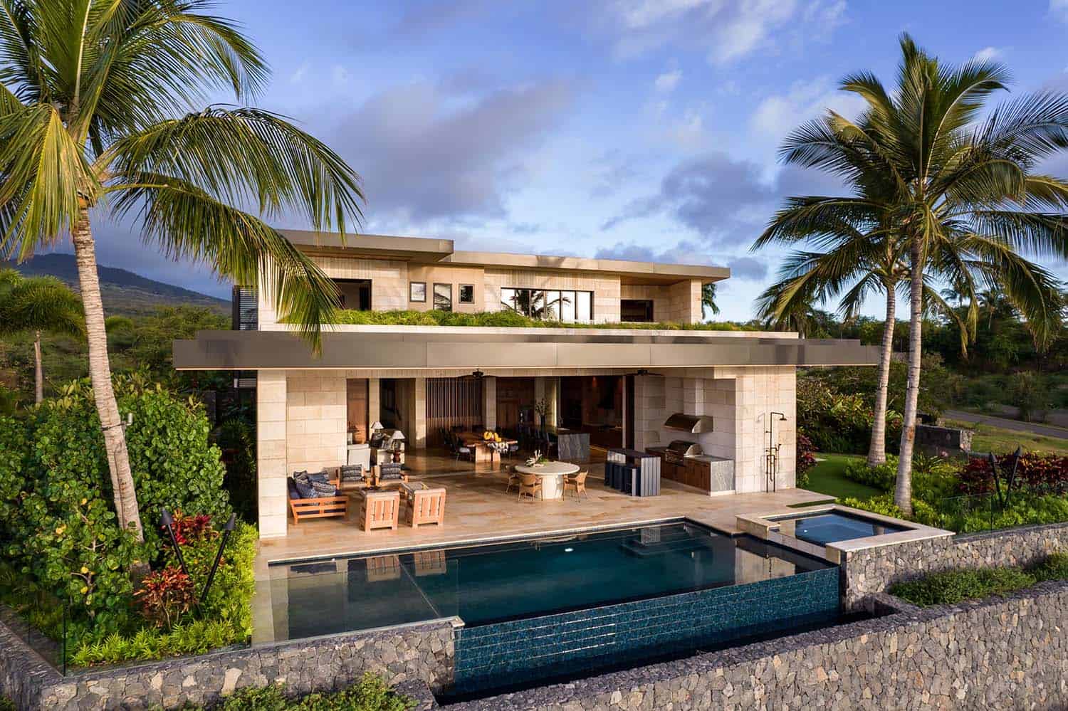 contemporary beach house with a backyard view of the pool