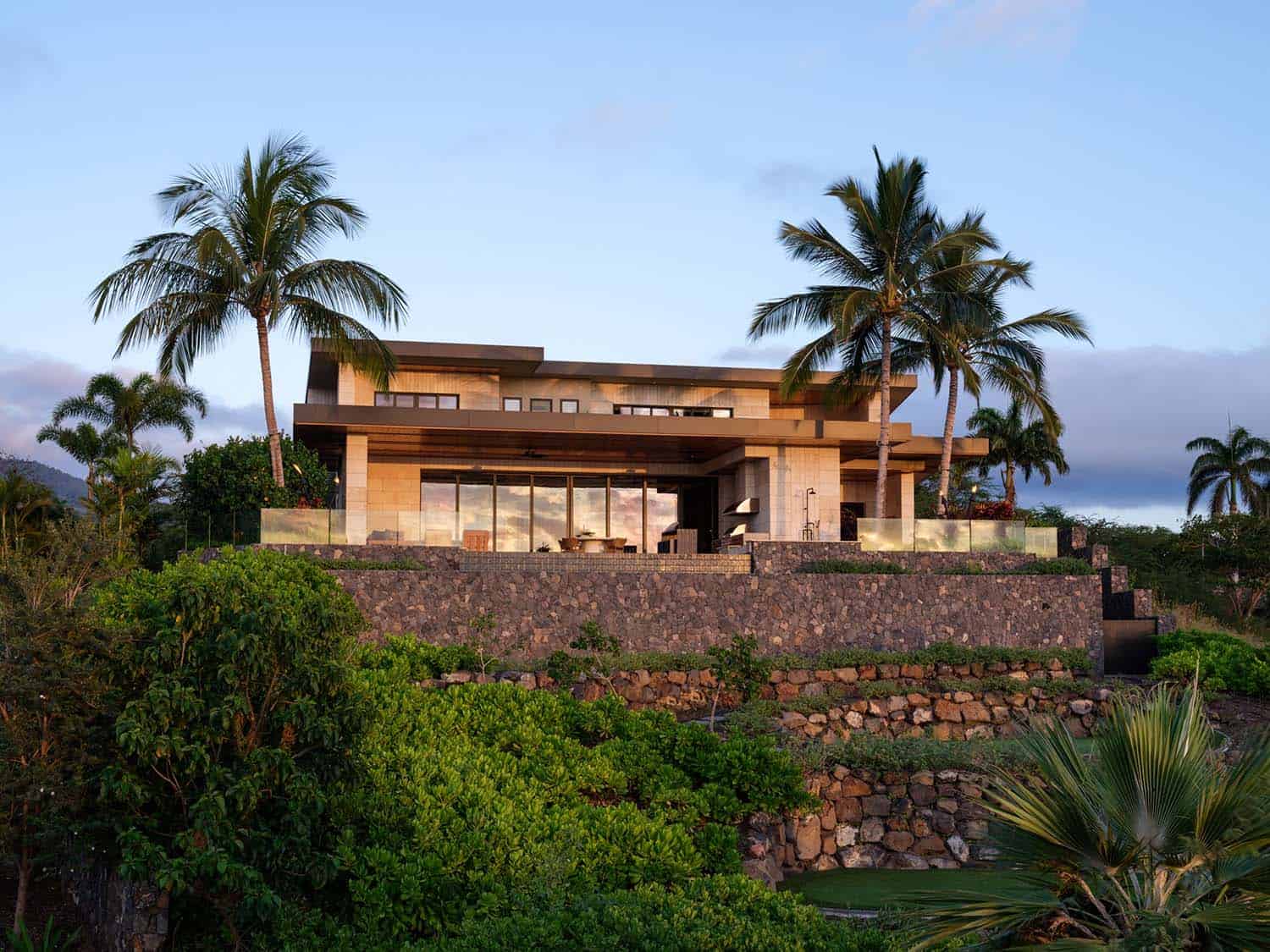 contemporary beach house with a backyard view