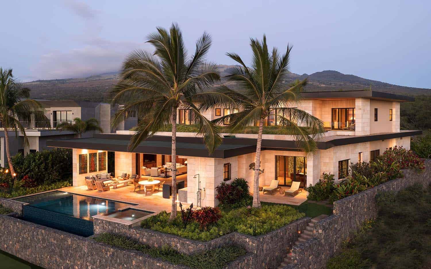 contemporary beach house with a backyard view