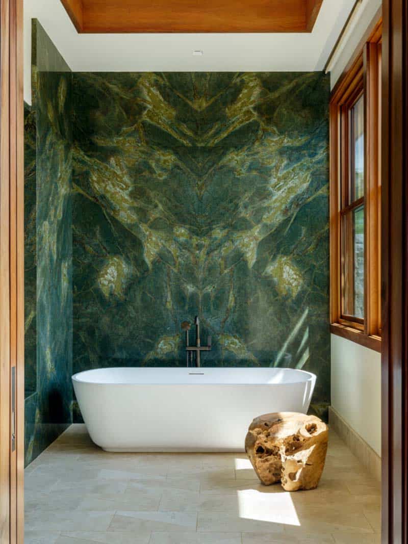 contemporary bathroom with a freestanding tub