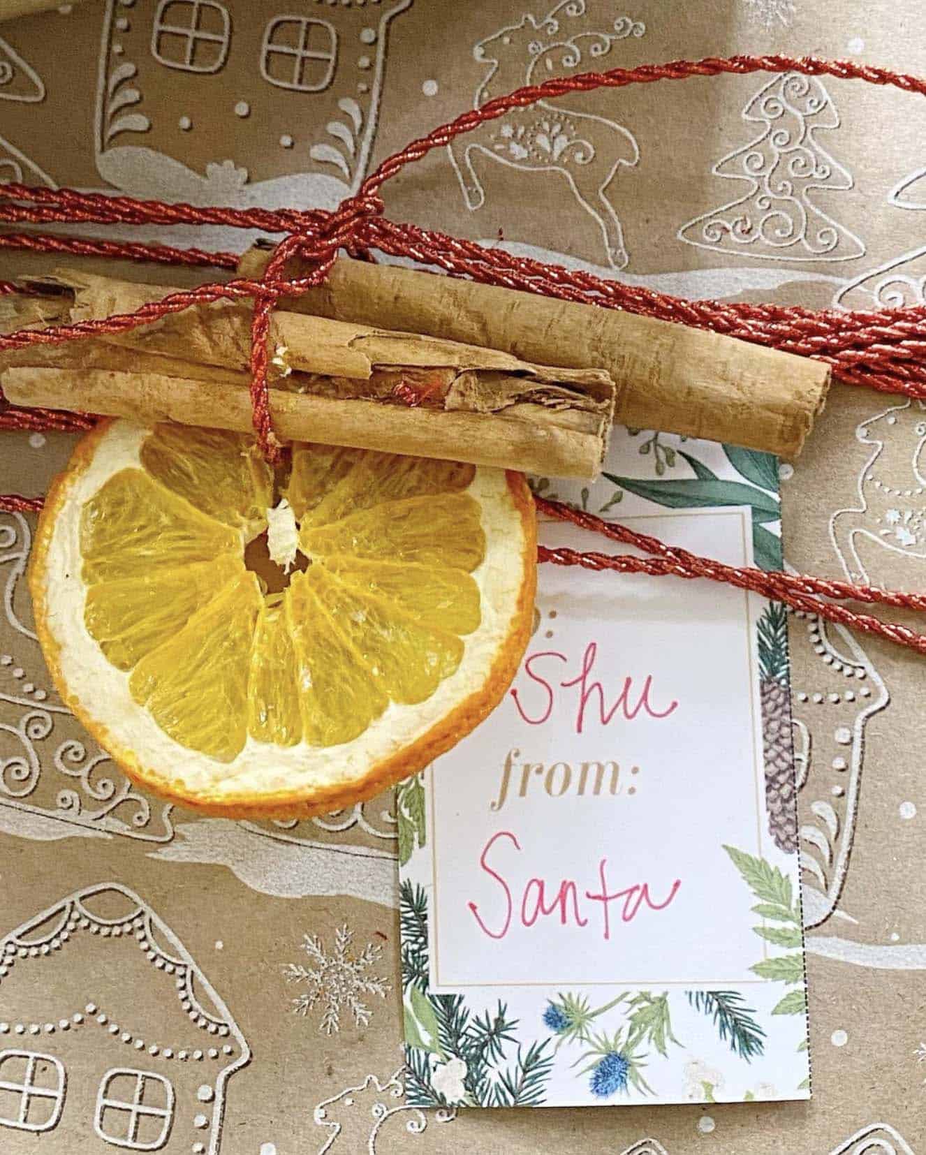 christmas gift wrapping with natural elements