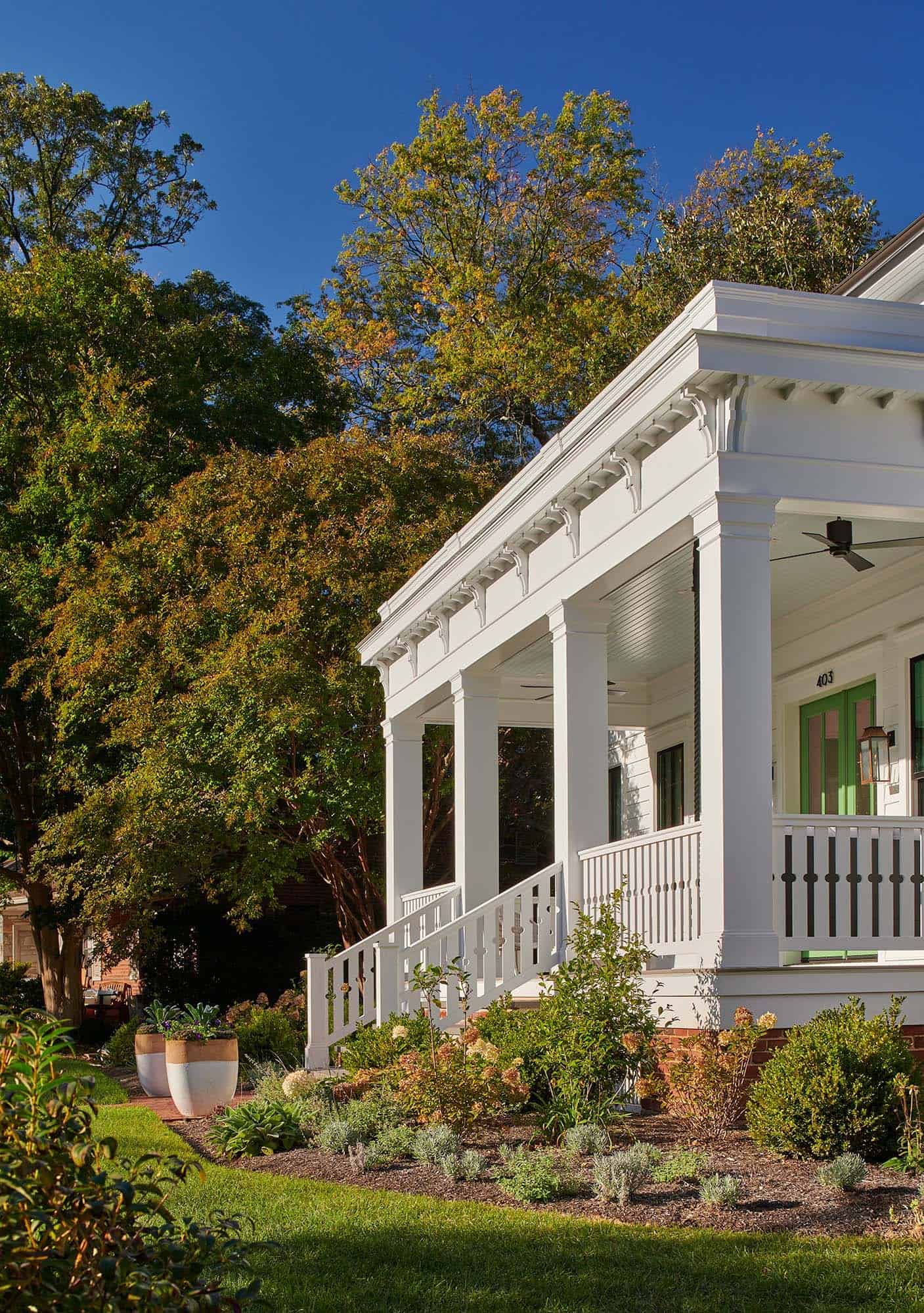 Italianate bungalow exterior front porch