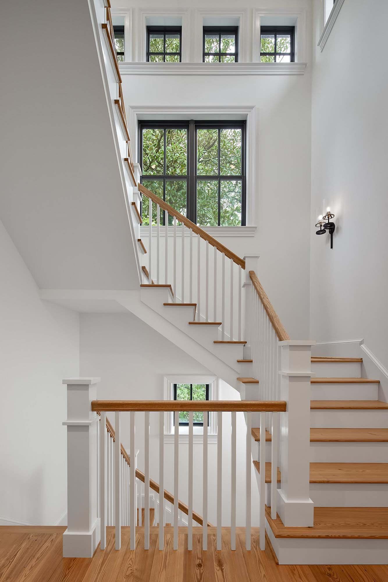 contemporary staircase with a window