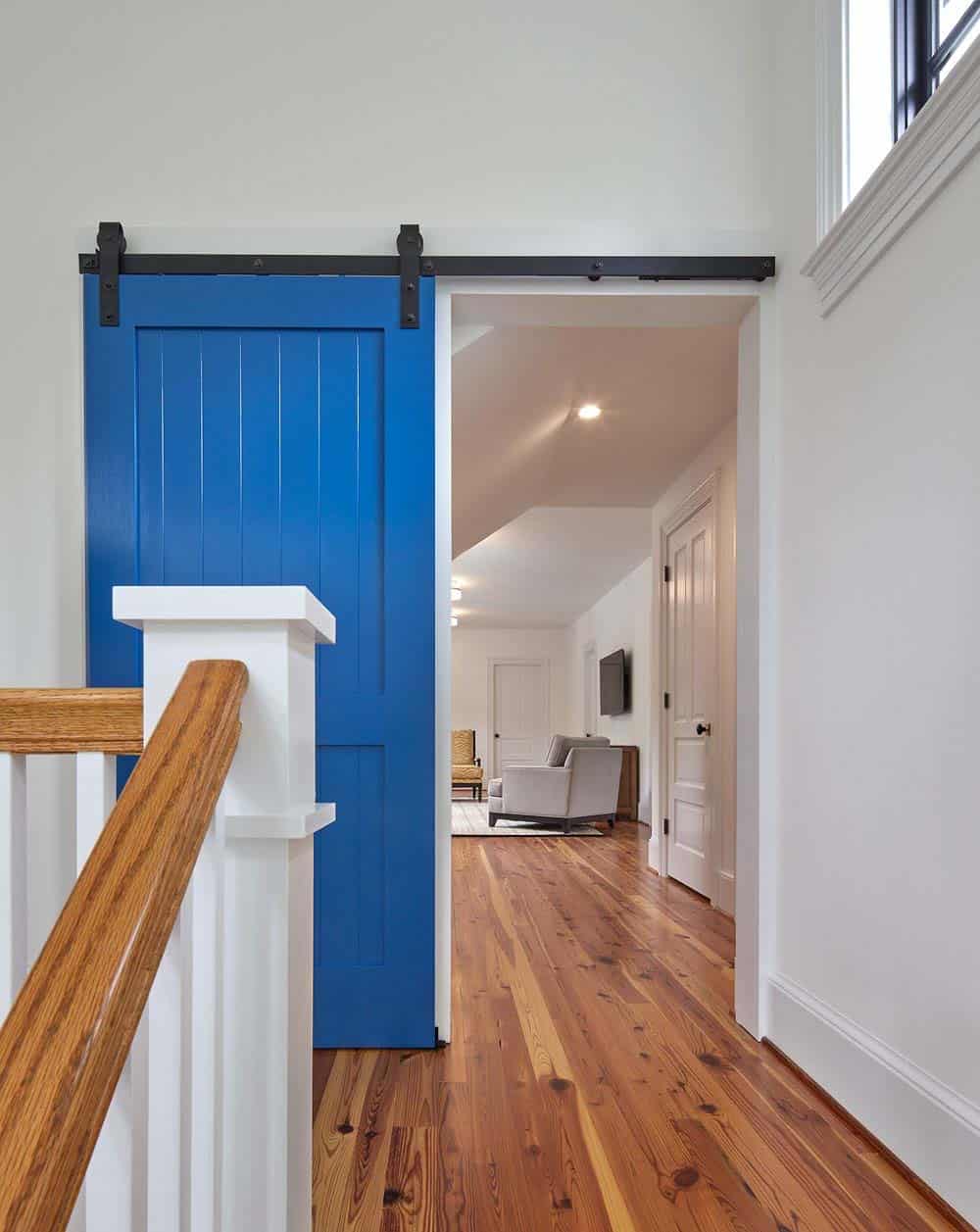 contemporary up stairs hallway
