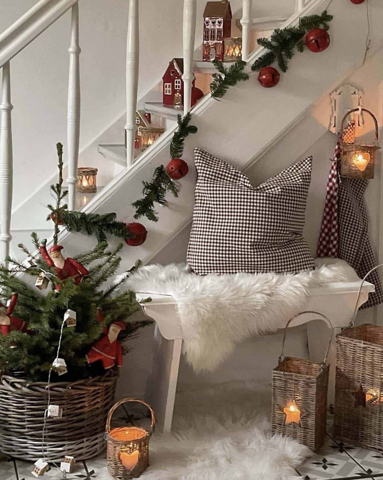 staircase with Christmas decorations