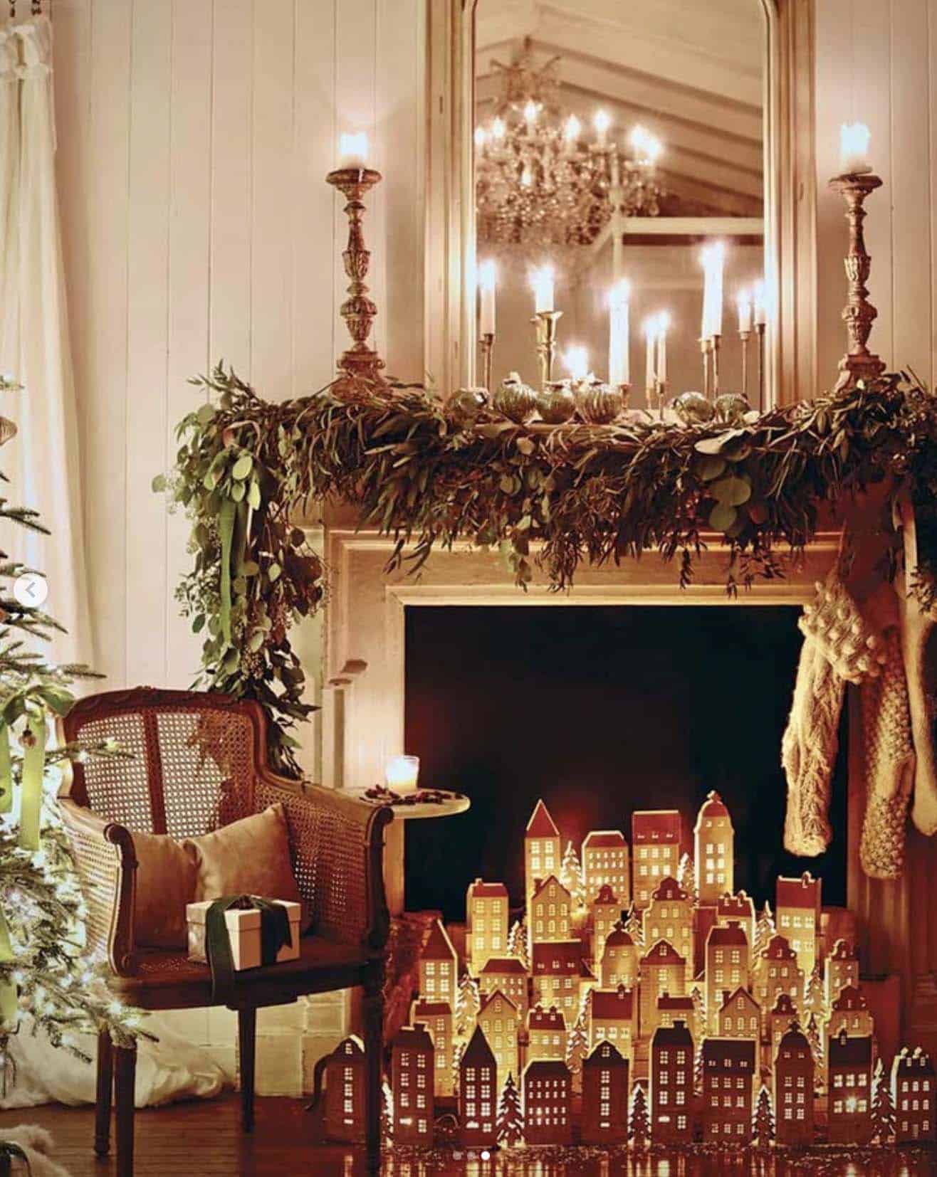 Christmas fireplace village