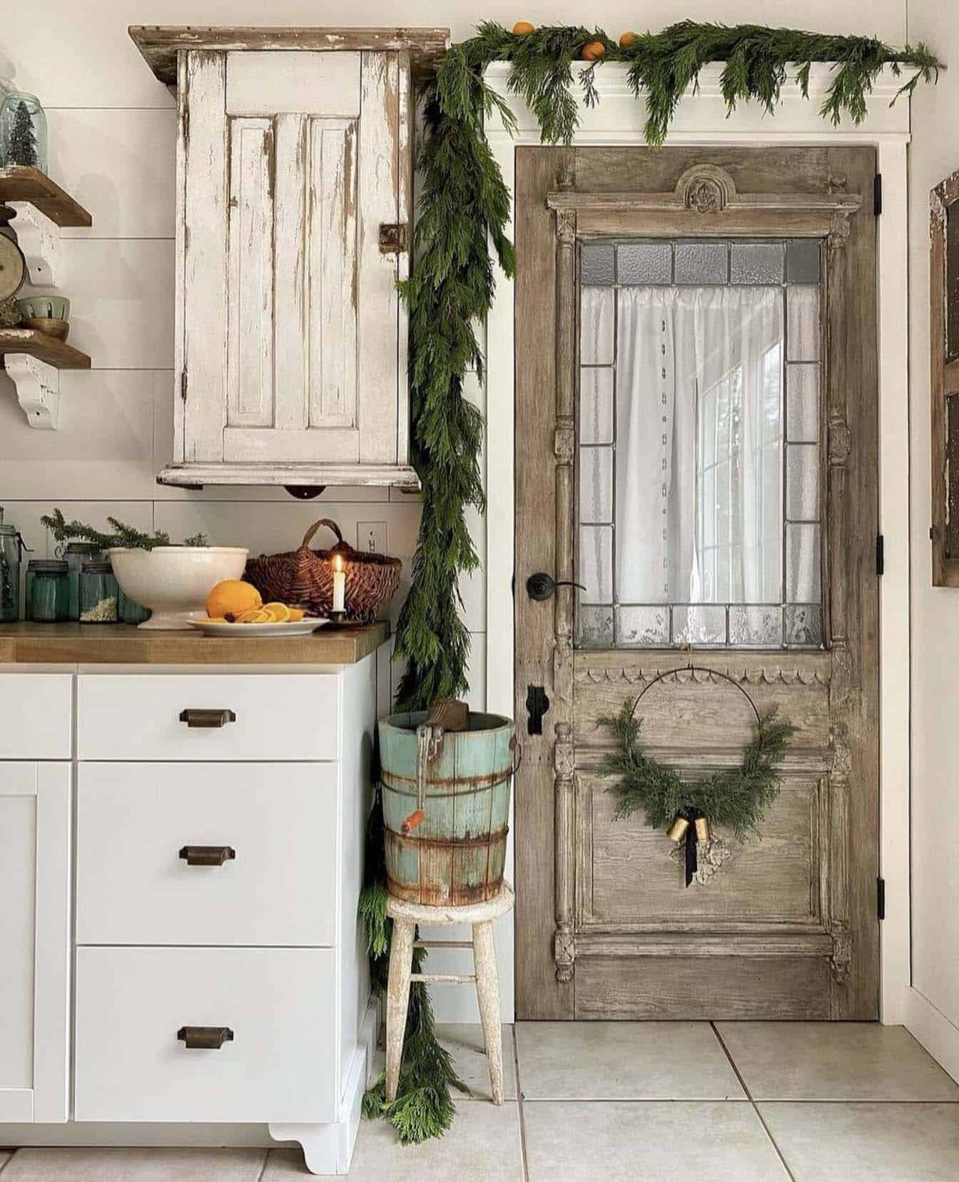 fresh pine on the doorway