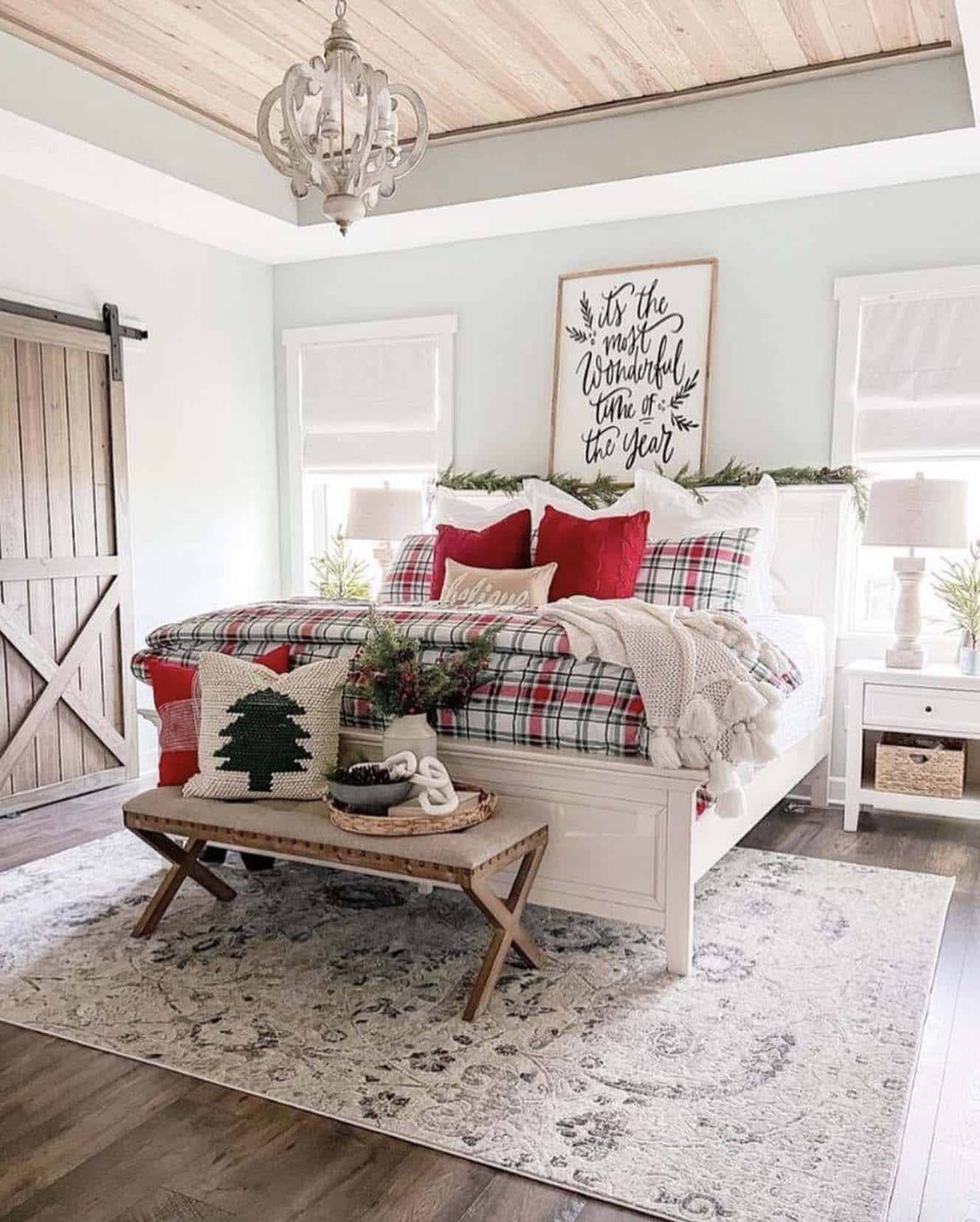christmas decorated bedroom