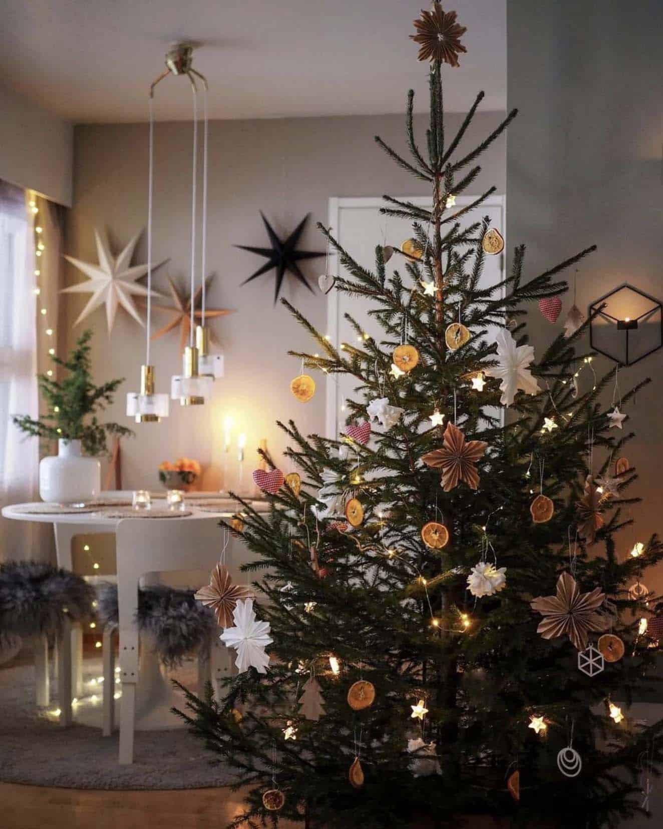 festive and bright christmas tree in the living room