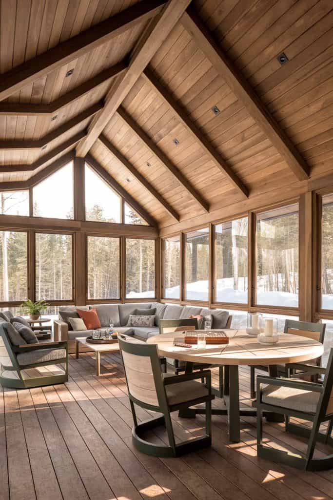 This rustic mountain home provides a peaceful escape in the woods of Maine