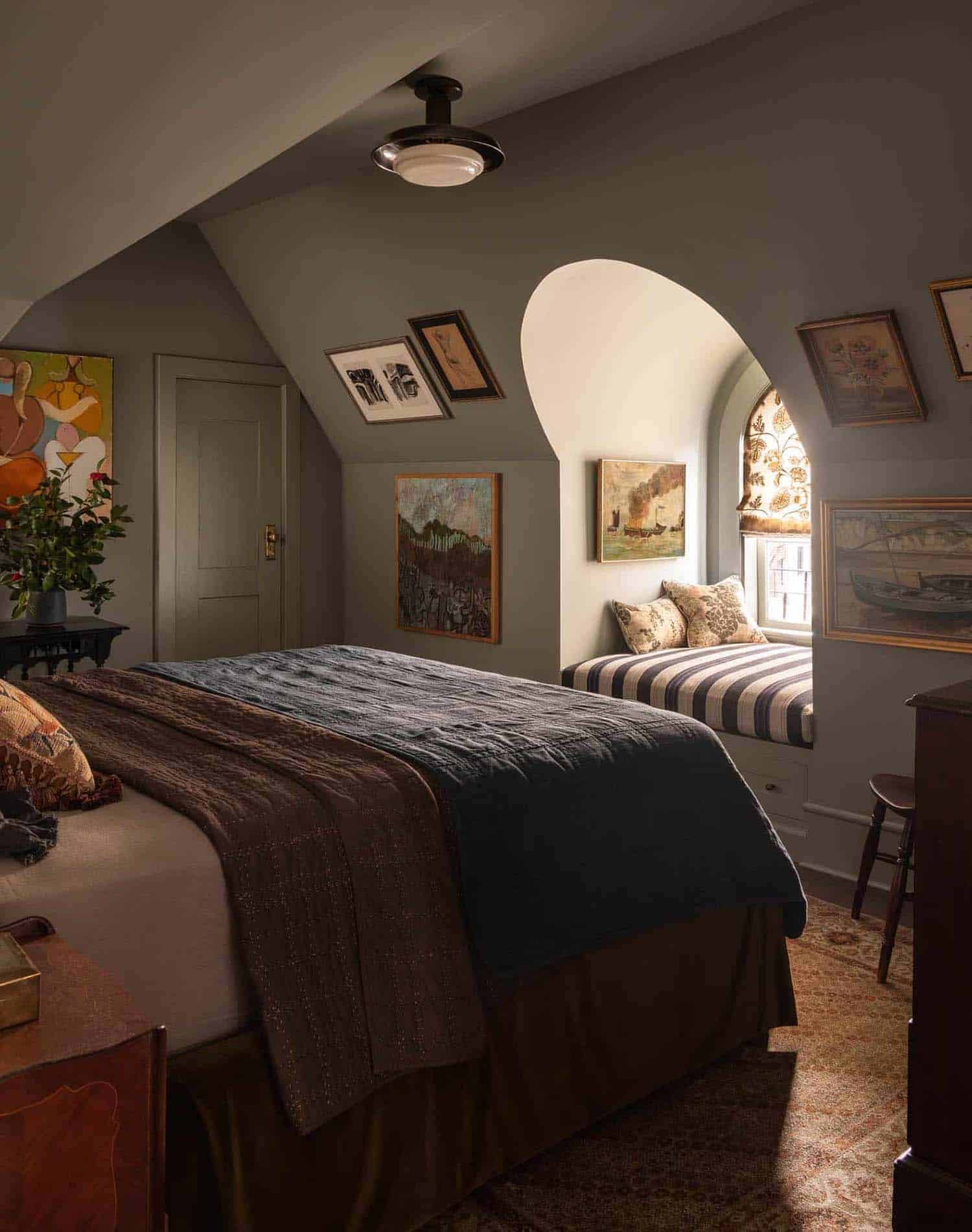 cozy bedroom with a window seat