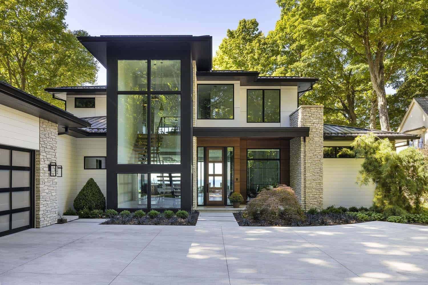 modern lake house exterior