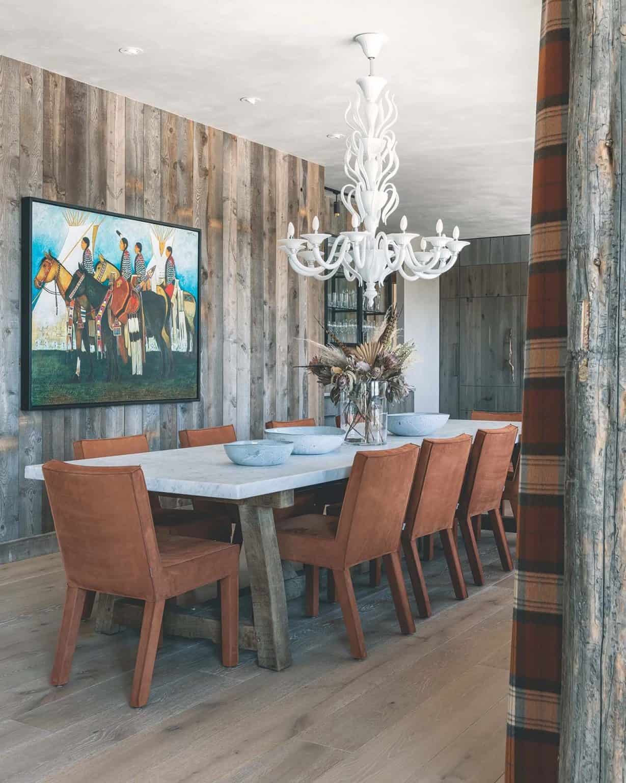 Inside a stunning Montana mountain house with elegant and rustic interiors