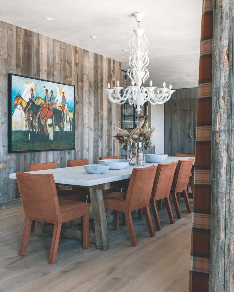 Inside a stunning Montana mountain house with elegant and rustic interiors