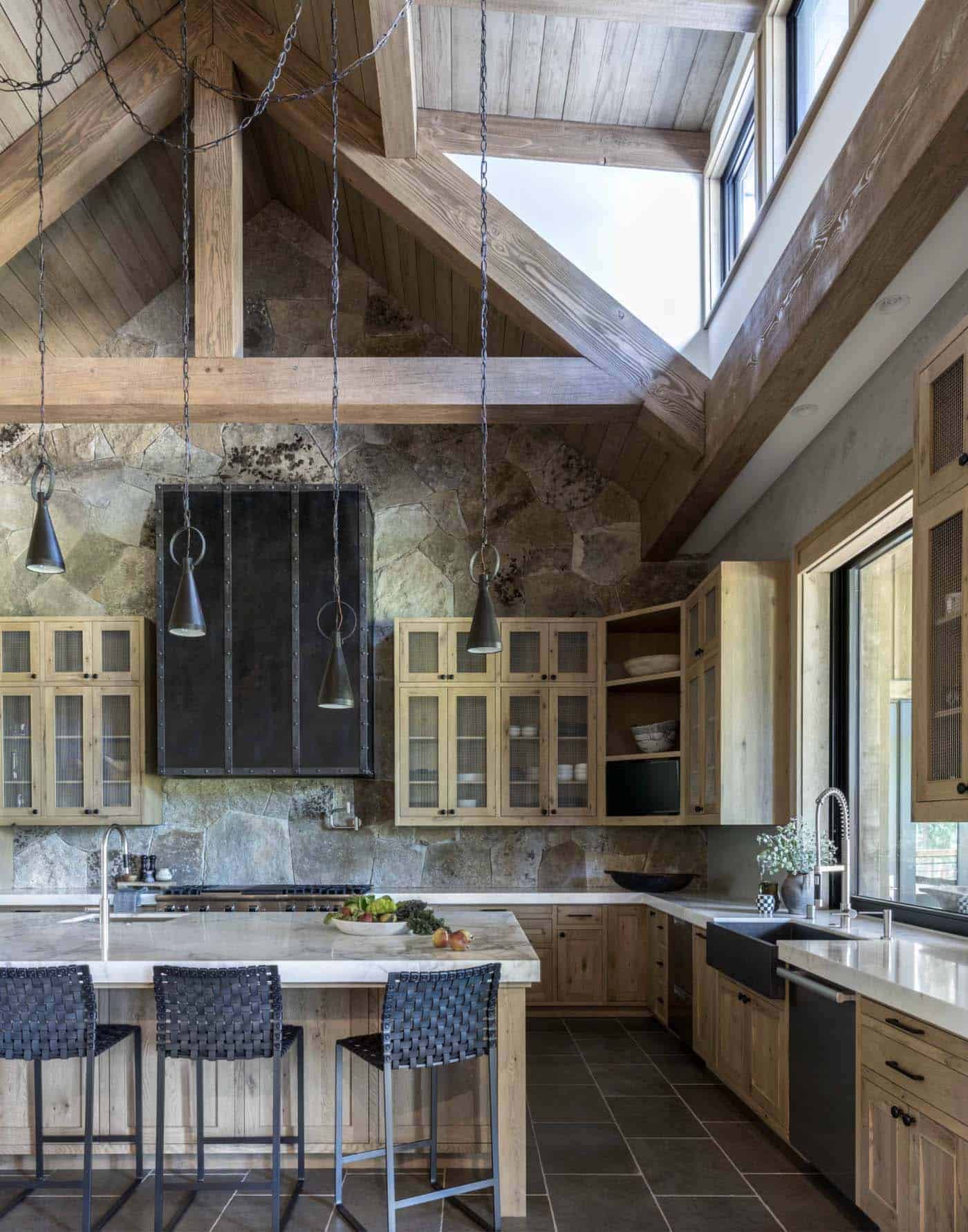 rustic modern kitchen with clerestory windows