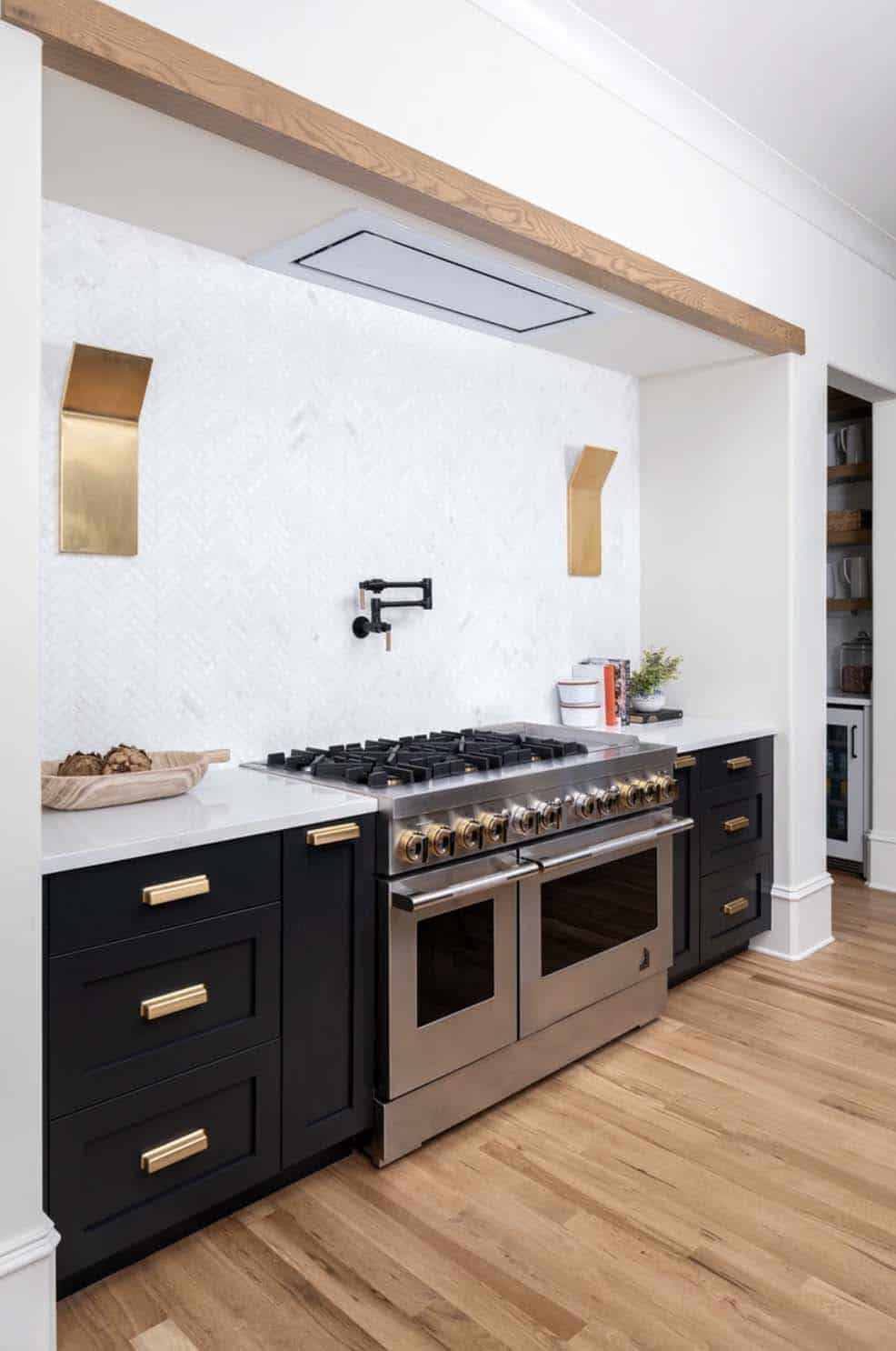 contemporary kitchen with a range wall