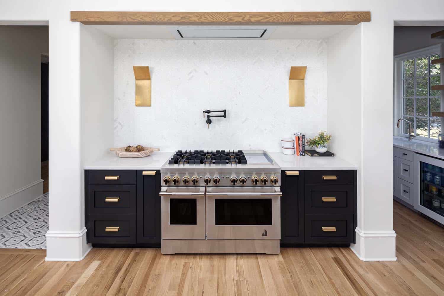contemporary kitchen with a range wall