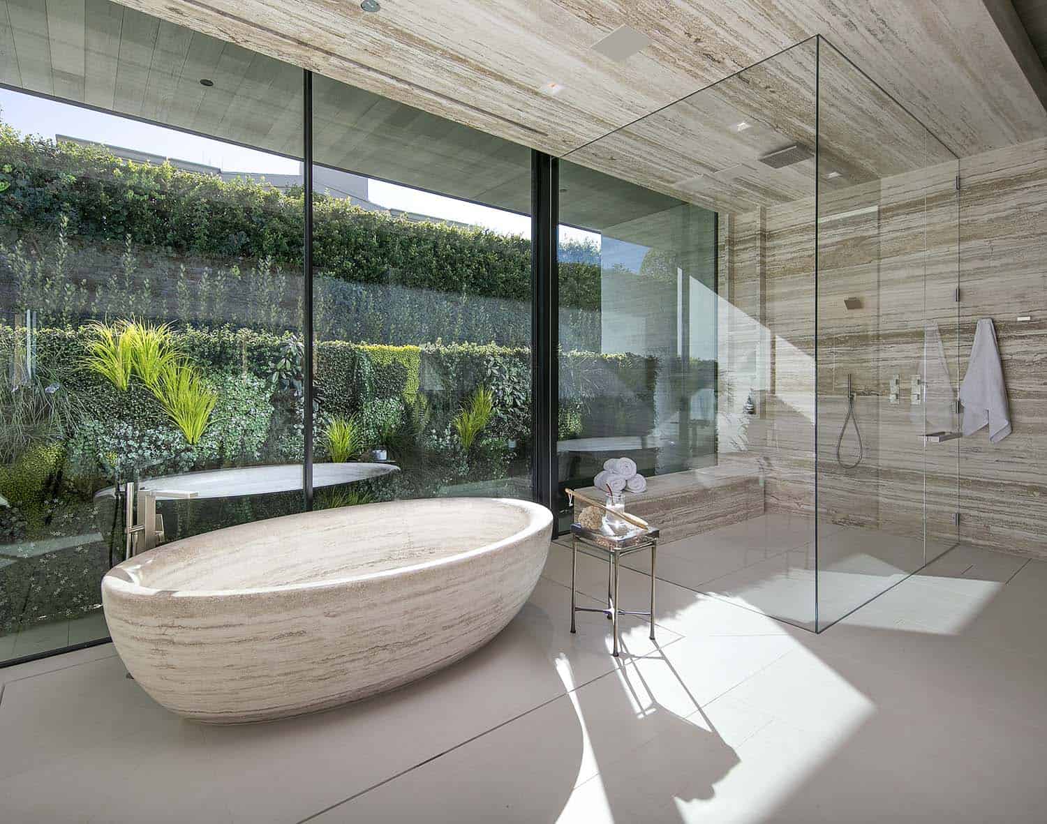 modern bathroom with a freestanding tub