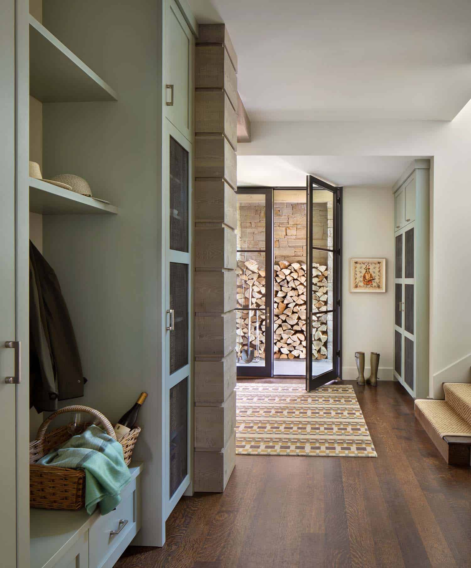 rustic mountain mudroom entry