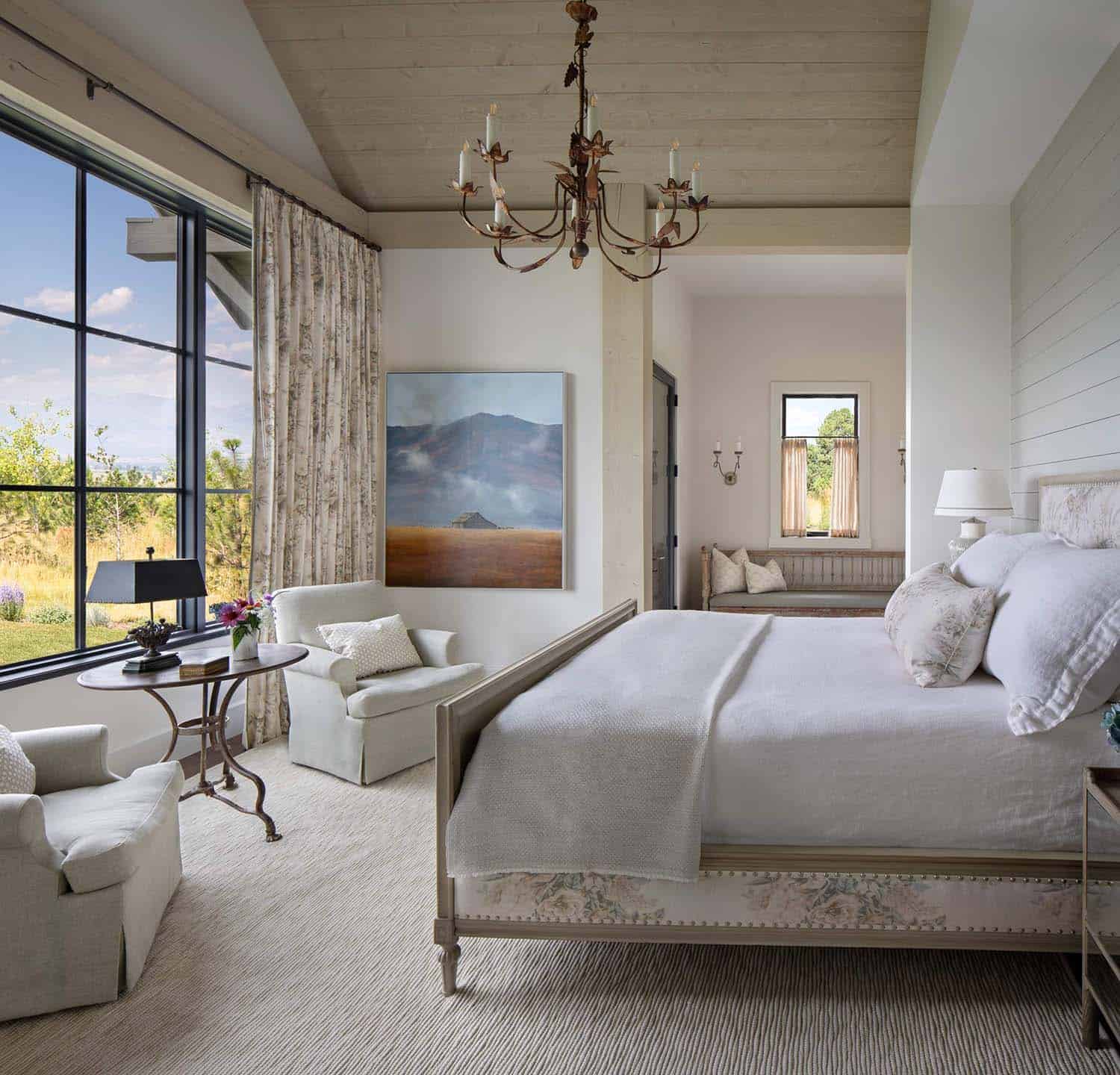 modern bedroom with a large window