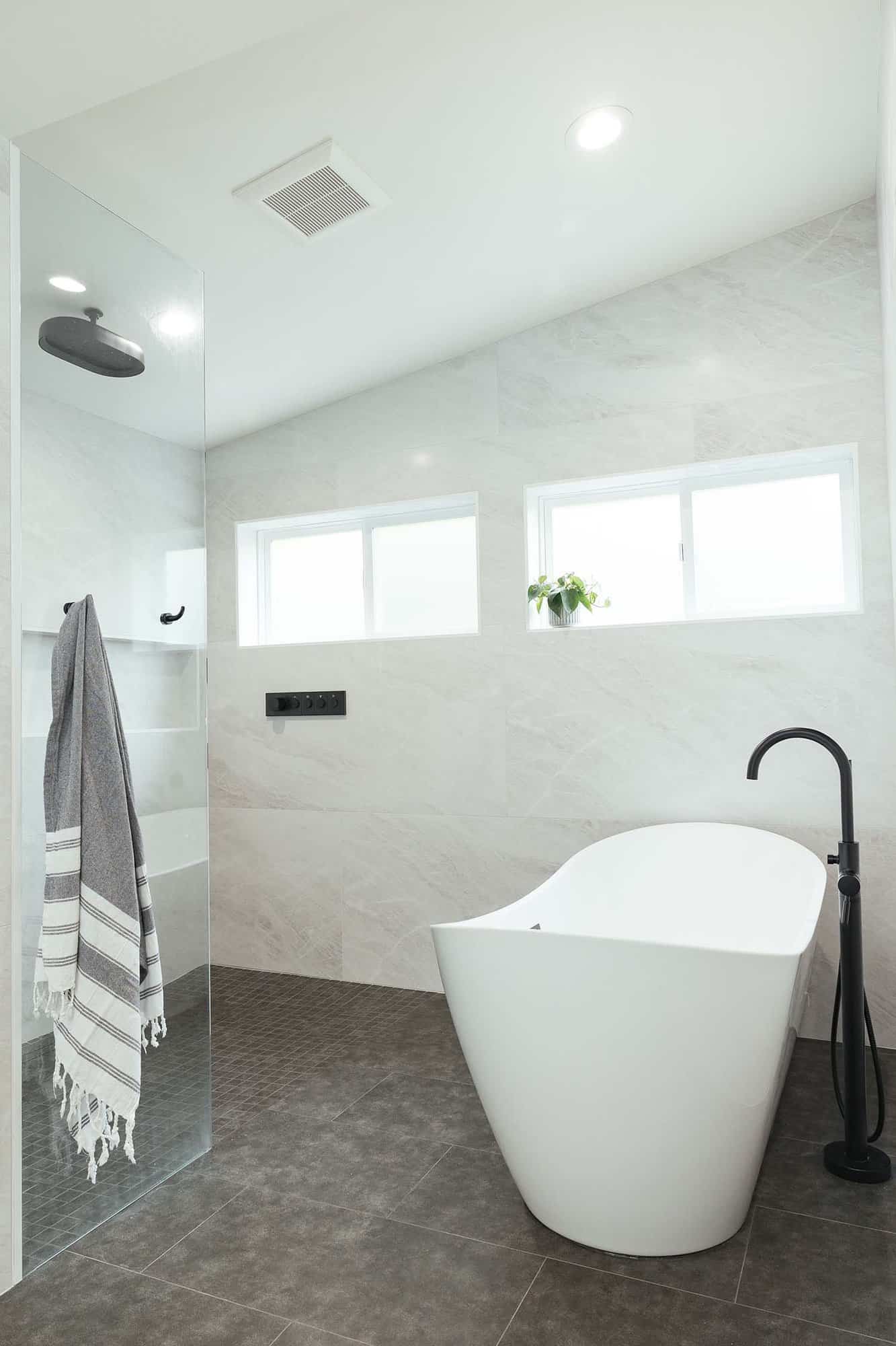 modern bathroom with a freestanding tub