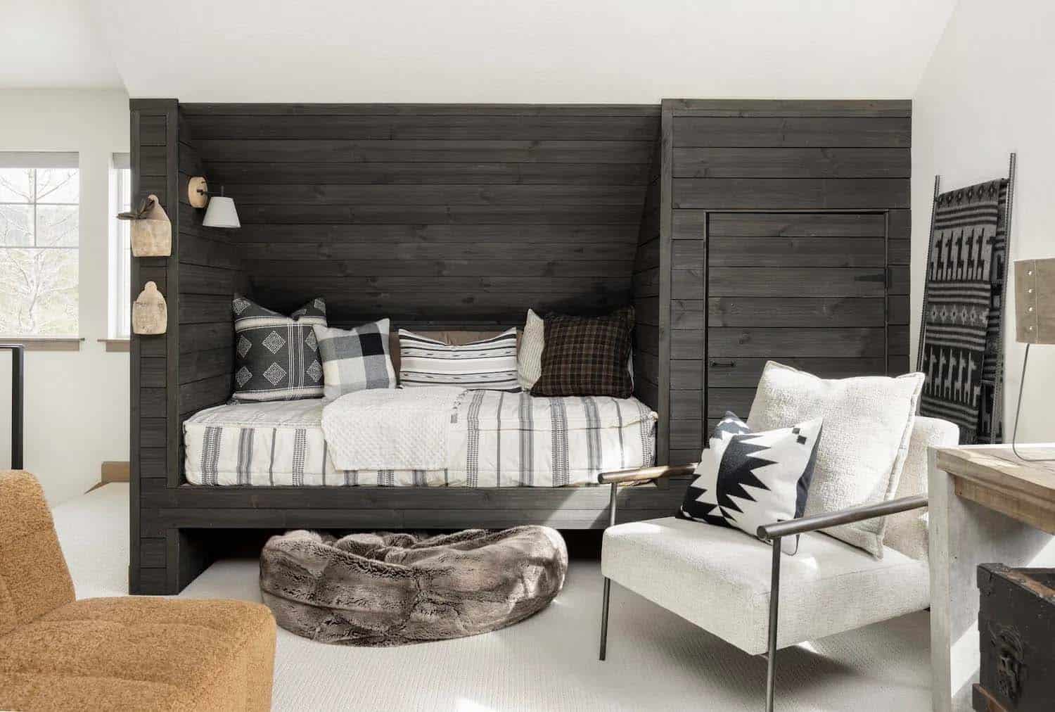 scandinavian style kids built-in bunk room