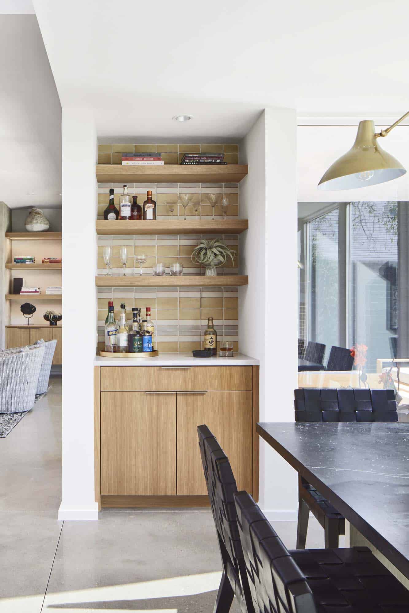 modern kitchen with a buiilt-in bar