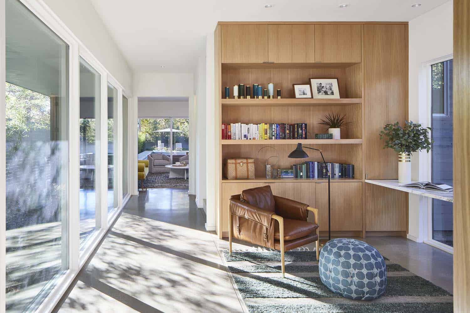 modern living room with built-in wall storage