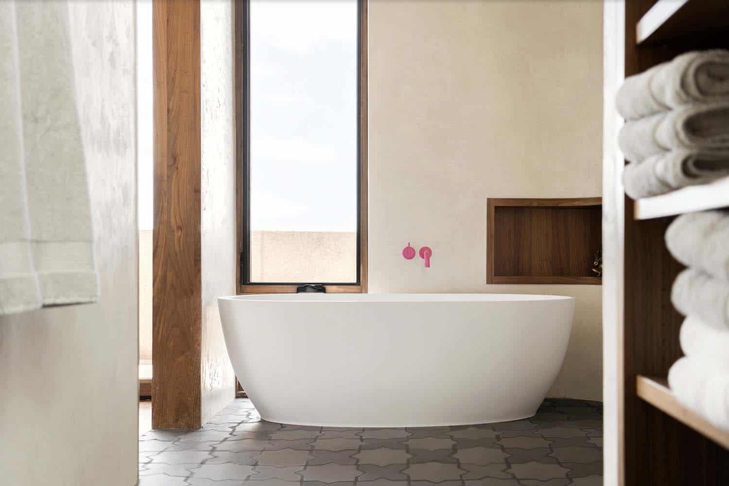 modern bathroom with a freestanding tub