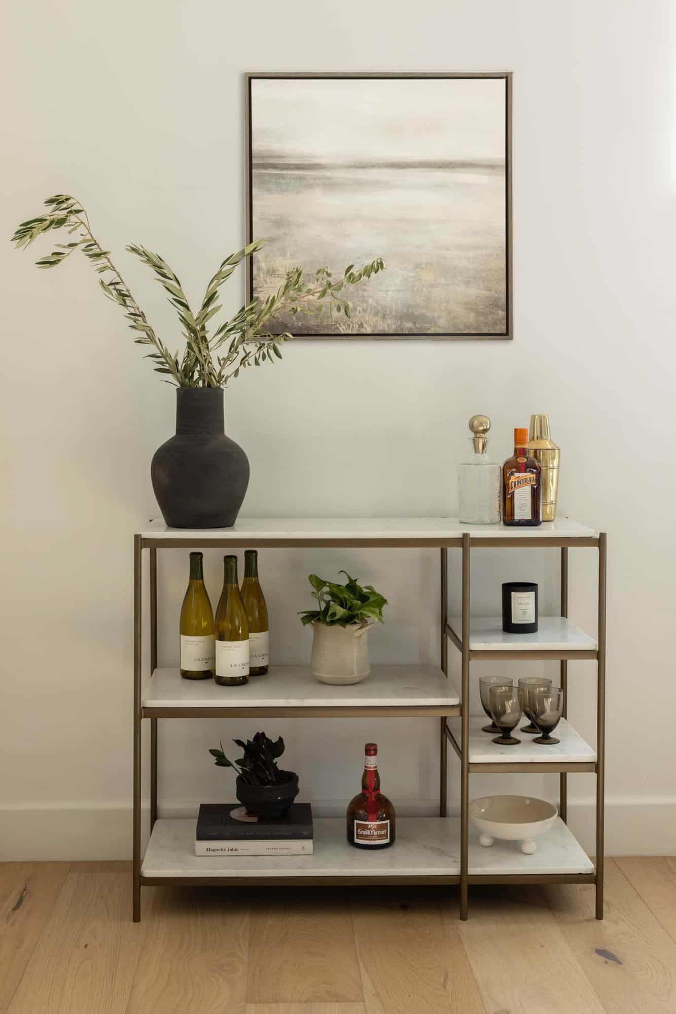 transitional style bar cart