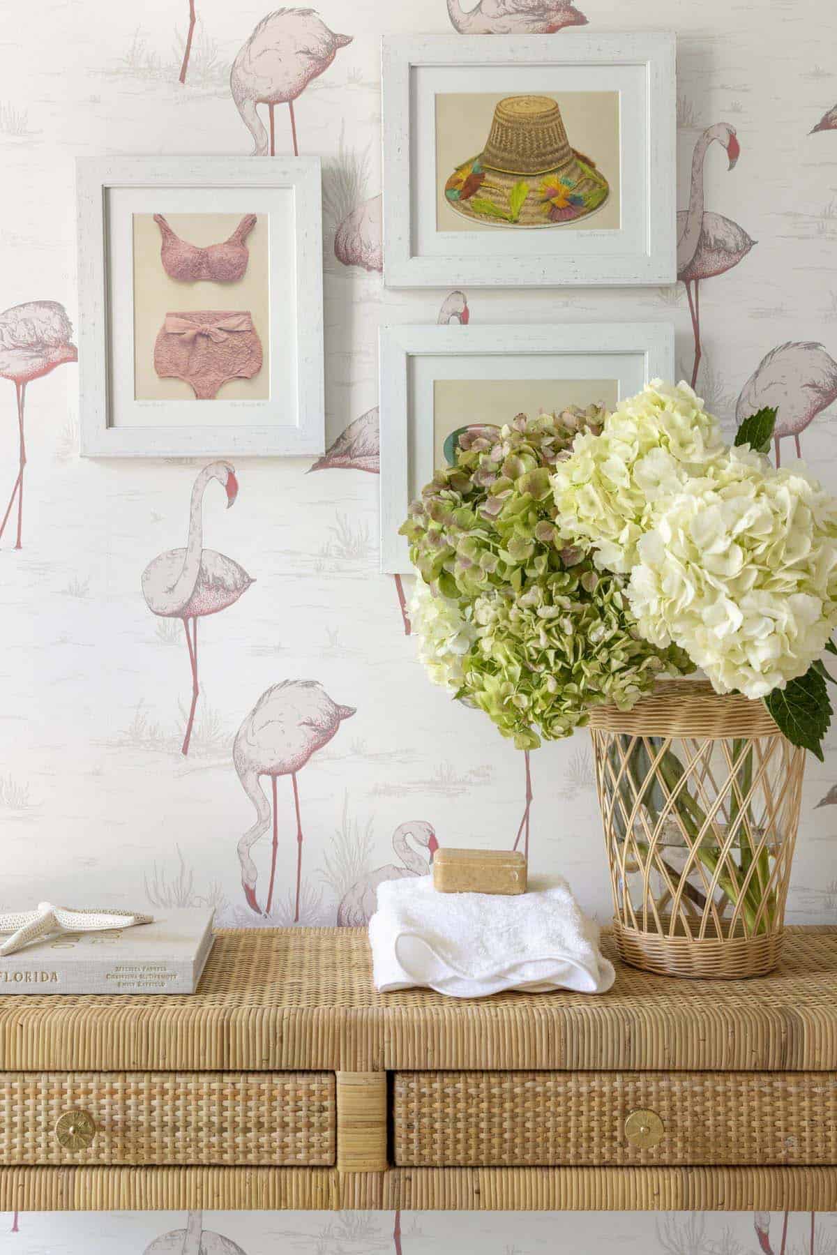 coastal style powder room console table