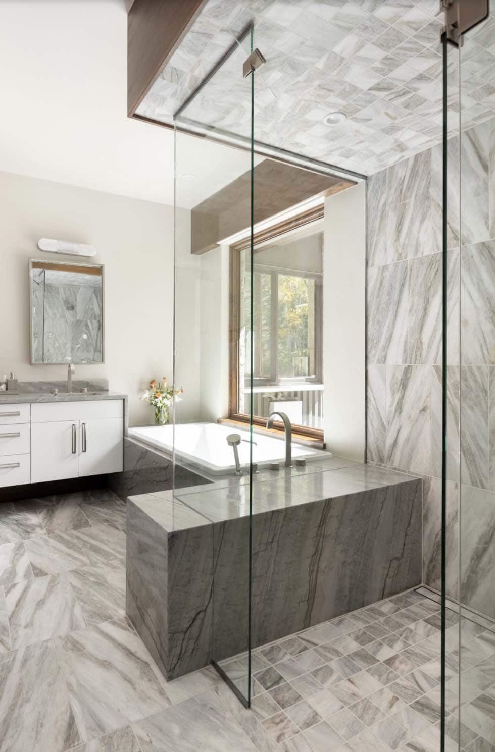 modern bathroom with a shower and a tub