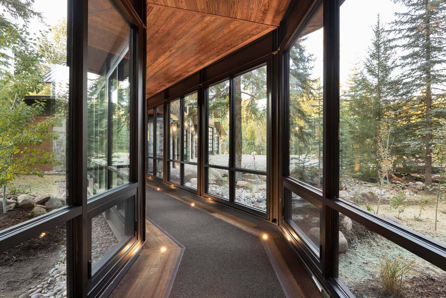 rustic modern connecting bridge hallway