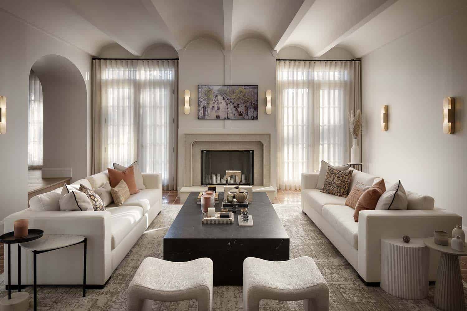 contemporary Tuscan inspired living room